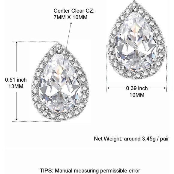 Women's Teardrop Mall Dainty Birthstone Cubic Zirconia Silver Elegant Earring - Picture 2 of 6